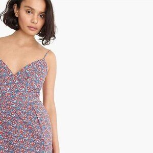 J.Crew x Liberty 10 Spaghetti Strap Dress Betsy Ann Floral Print Blue Red